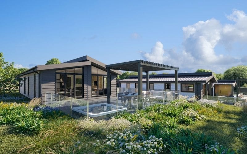 Holiday lodge with hot tub